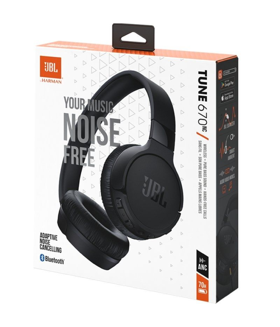 Auriculares inalámbricos jbl tune 670nc/ con micrófono/ bluetooth/ negro