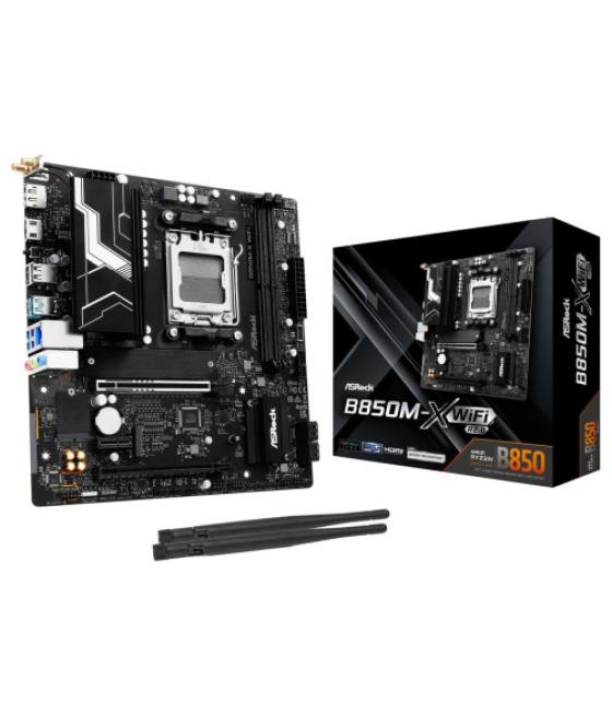Placa asrock b850m-x wifi r2.0,amd,am5,b850,2ddr5,128gb,1hdmi+1dp,4sata3,2.5gblan,wifi6e+bt5.2,5usb3.2+2usb type-c,matx