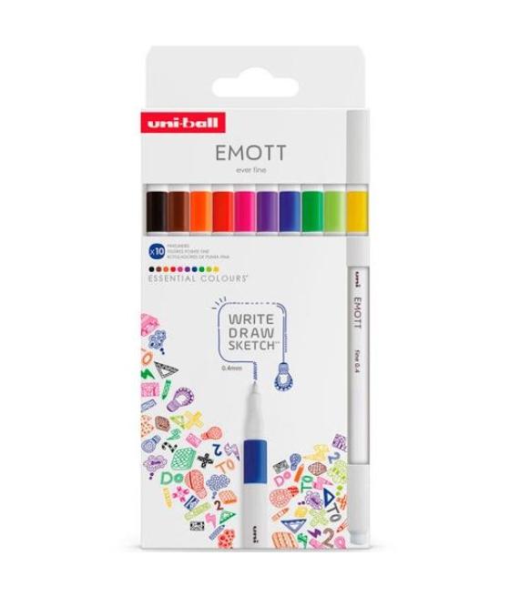 Uniball emott rotuladores de escritura y dibujo colores esenciales estuche 10 ud