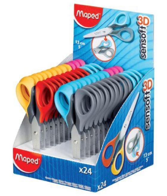 Maped tijeras escolares sensoft 13cm simétricas ergonómicas 3d c/surtidos c/24u