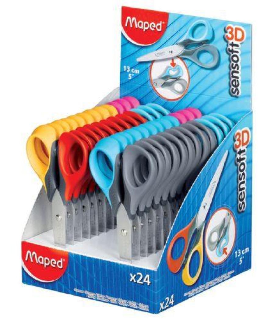 Maped tijeras escolares sensoft 13cm simétricas ergonómicas 3d c/surtidos c/24u