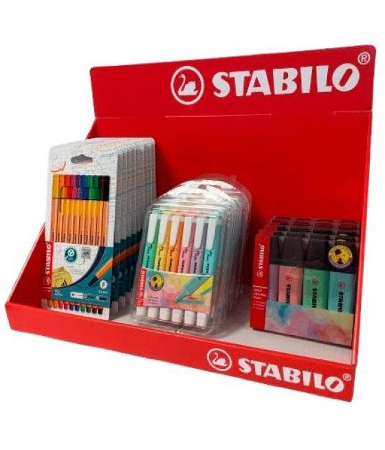 Stabilo bandeja expositora surtido point 88 + boss original pastel + swing cool pastel