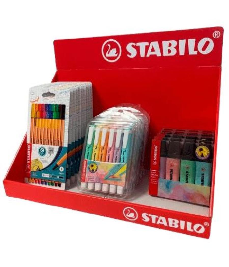 Stabilo bandeja expositora surtido point 88 + boss original pastel + swing cool pastel