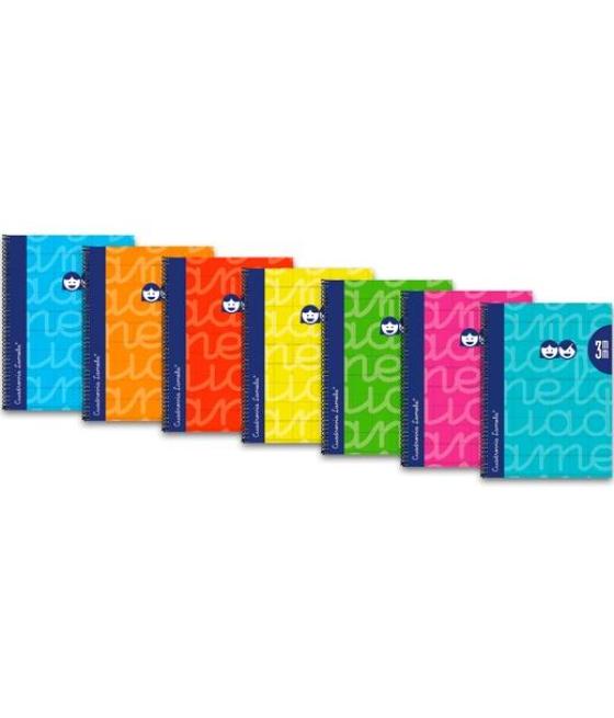 Lamela cuaderno espiral 80h 4º 90gr cuadrovía 3mm cubierta extra dura flúor c/surtidos