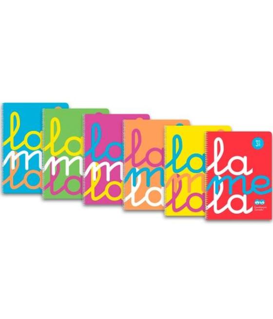 Lamela cuaderno espiral 80h 4º 90gr cuadrovía 3mm cubierta pp flúor 6 c/surtidos