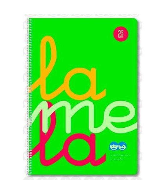 Lamela cuaderno espiral 80h folio 90gr cuadrovía 5mm c/margen cubierta pp verde fluorescente