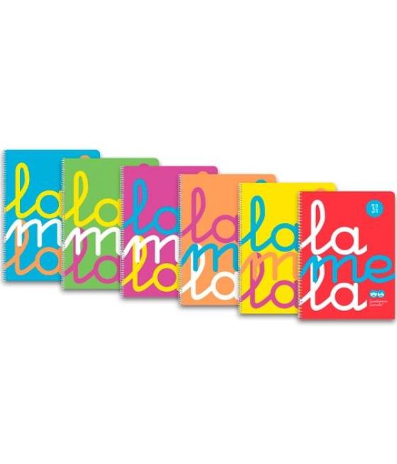 Lamela cuaderno espiral 80h folio 90gr cuadrovía 3mm cubierta pp flúor c/surtidos