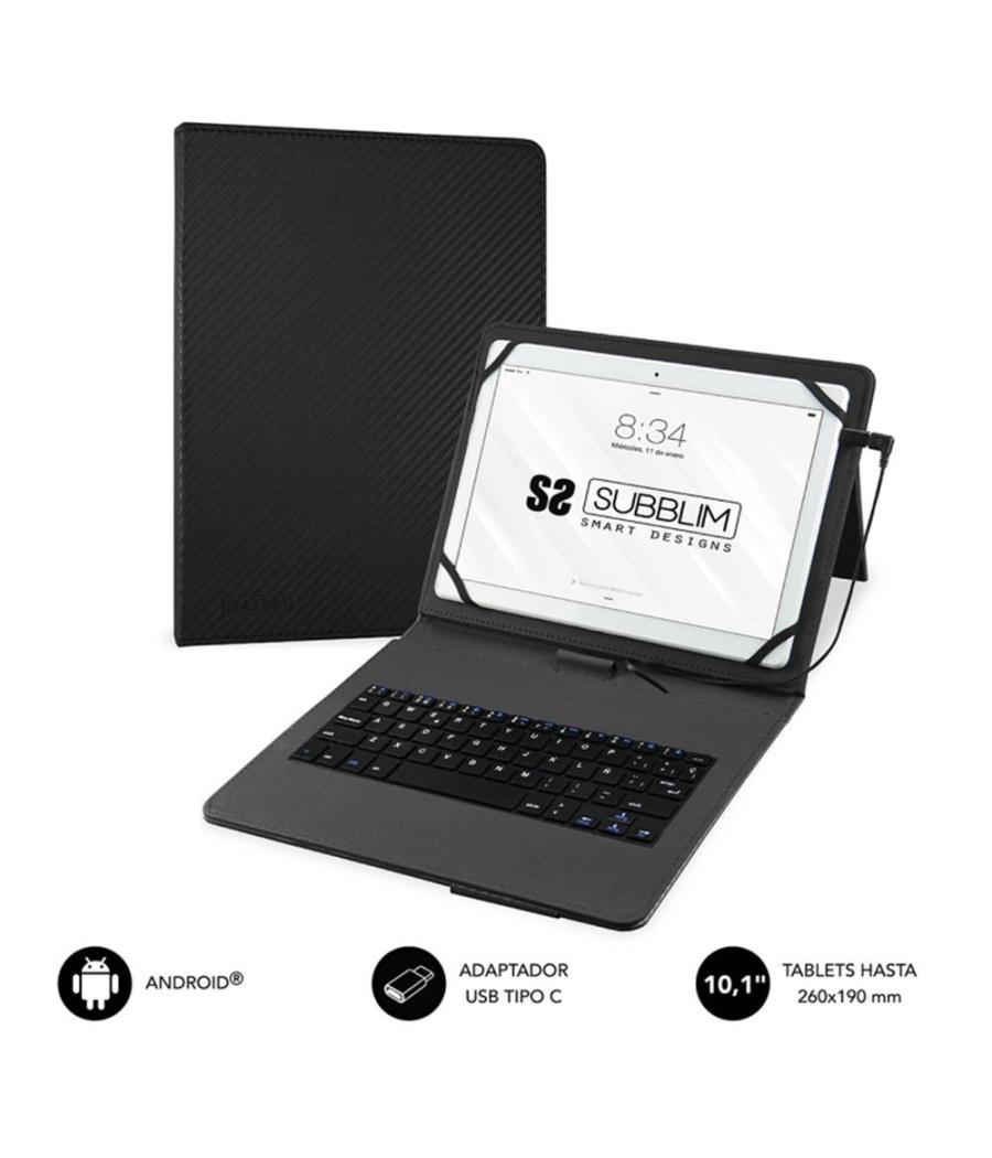 Funda + teclado subblim para tablet 10.1 pulgadas negro