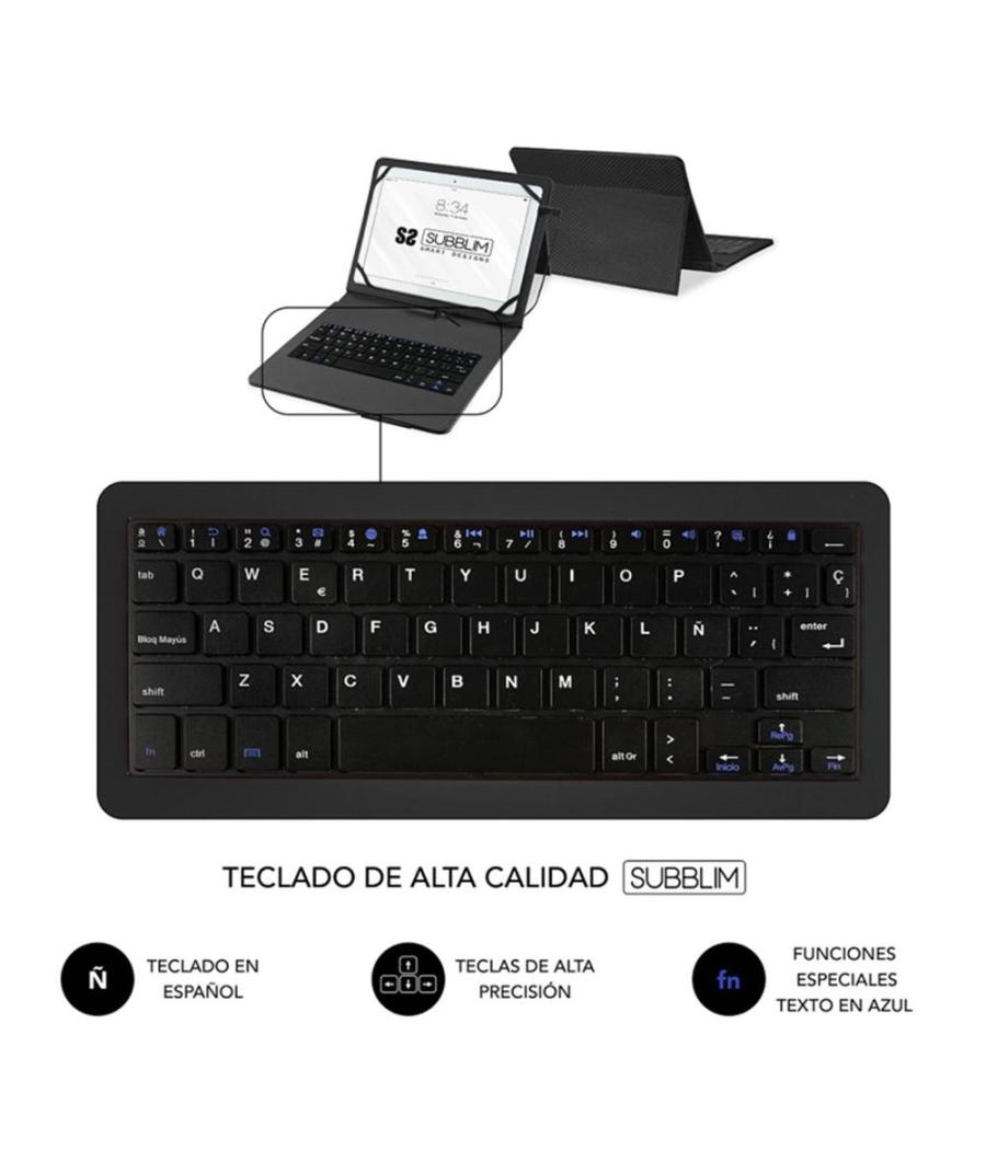 Funda + teclado subblim para tablet 10.1 pulgadas negro