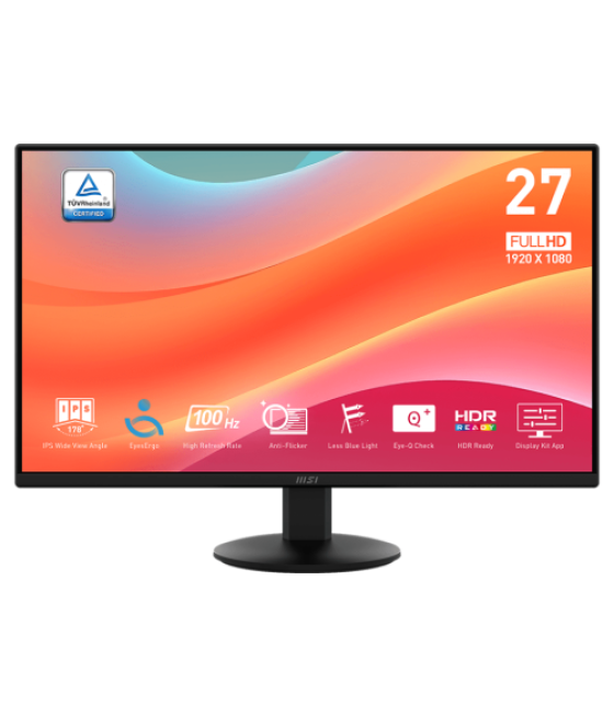 Msi monitor pro mp272l. 27". plano ips. 1920x1080 . 100hz. negro