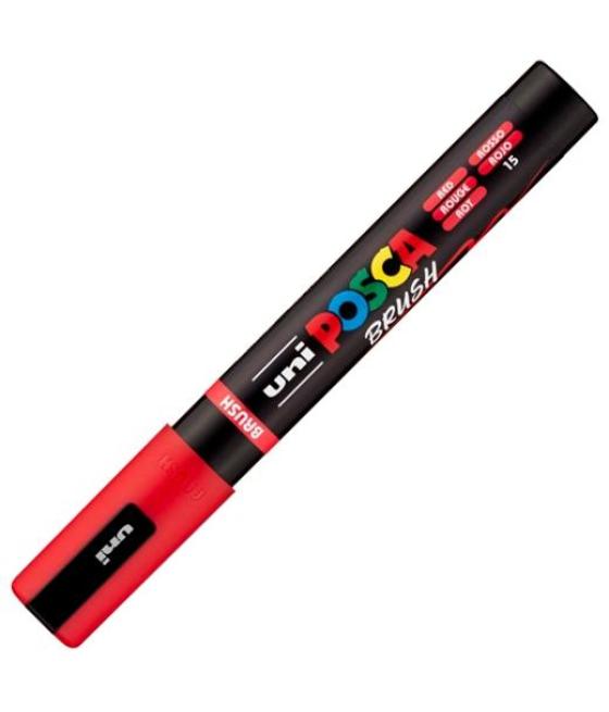 Posca marcador pc-5br brush punta m semiflexible rojo