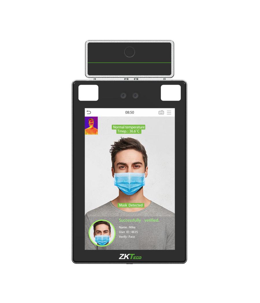 Terminal ZKTeco con medición de temperatura de referencia, verificación Facial, de palma y térmica