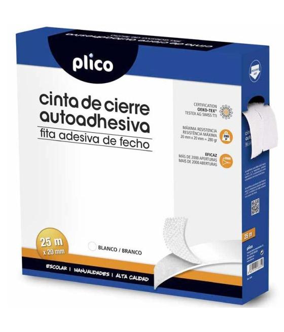 Plico cinta de cierre autoadhesiva 20mm x 25m blanco
