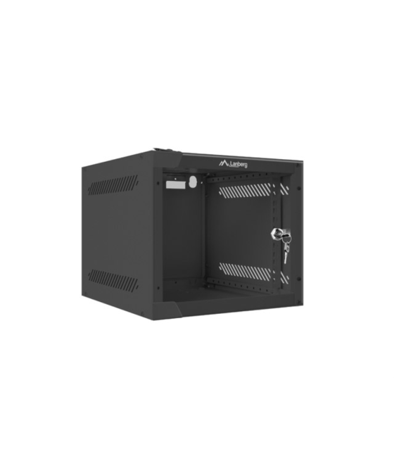 Armario lanberg mural rack 10 pulgadas 4u - 280x310 flat pack negro puerta cristal
