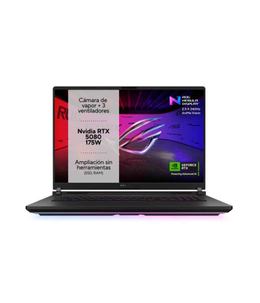 Asus rog strix scar 18 g835lw-sa017w - ordenador portátil gaming de 18" wqxga 240hz (intel core ultra 9 275hx, 64gb ram, 2tb + 2
