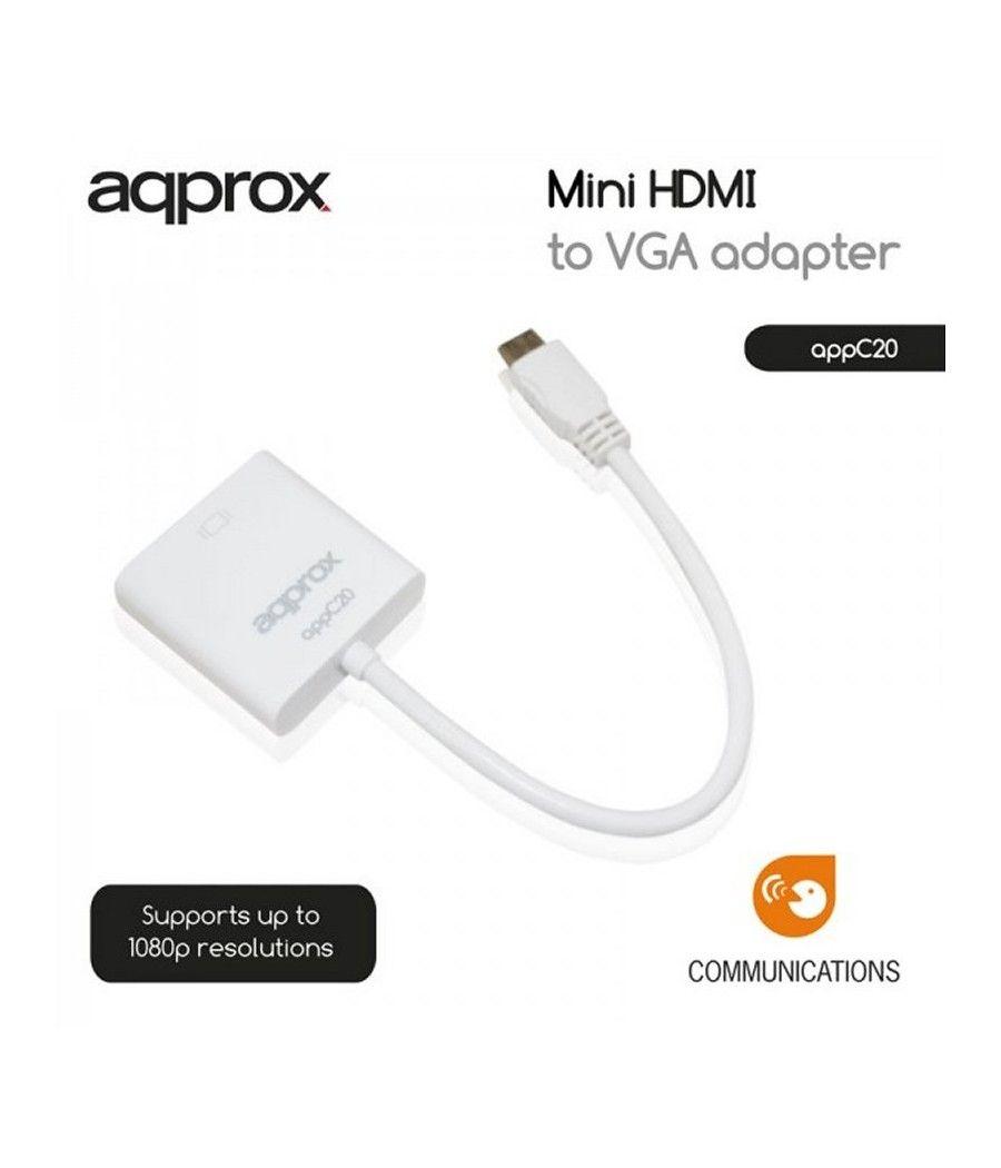 approx APPC20 Adaptador Mini HDMI a VGA  bl/negro - Imagen 2