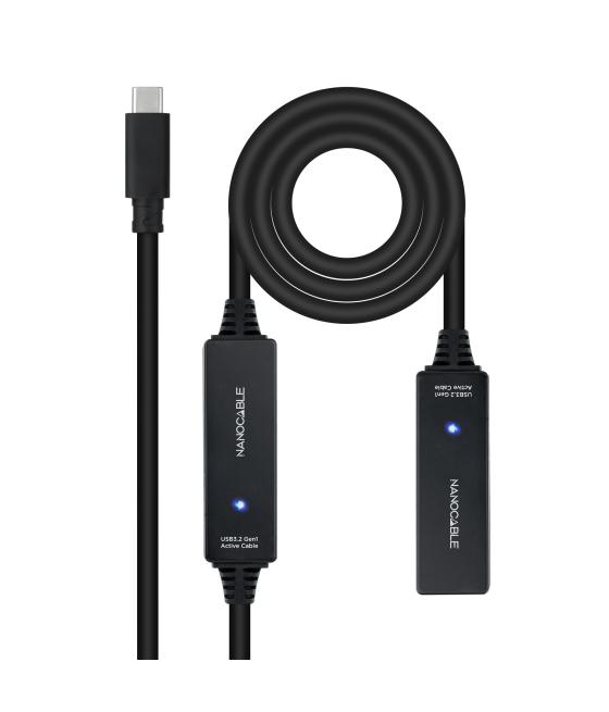 Cable usb 3.2 gen1 prolongador con amplificador usb-c/m-h 10 m negro nanocable