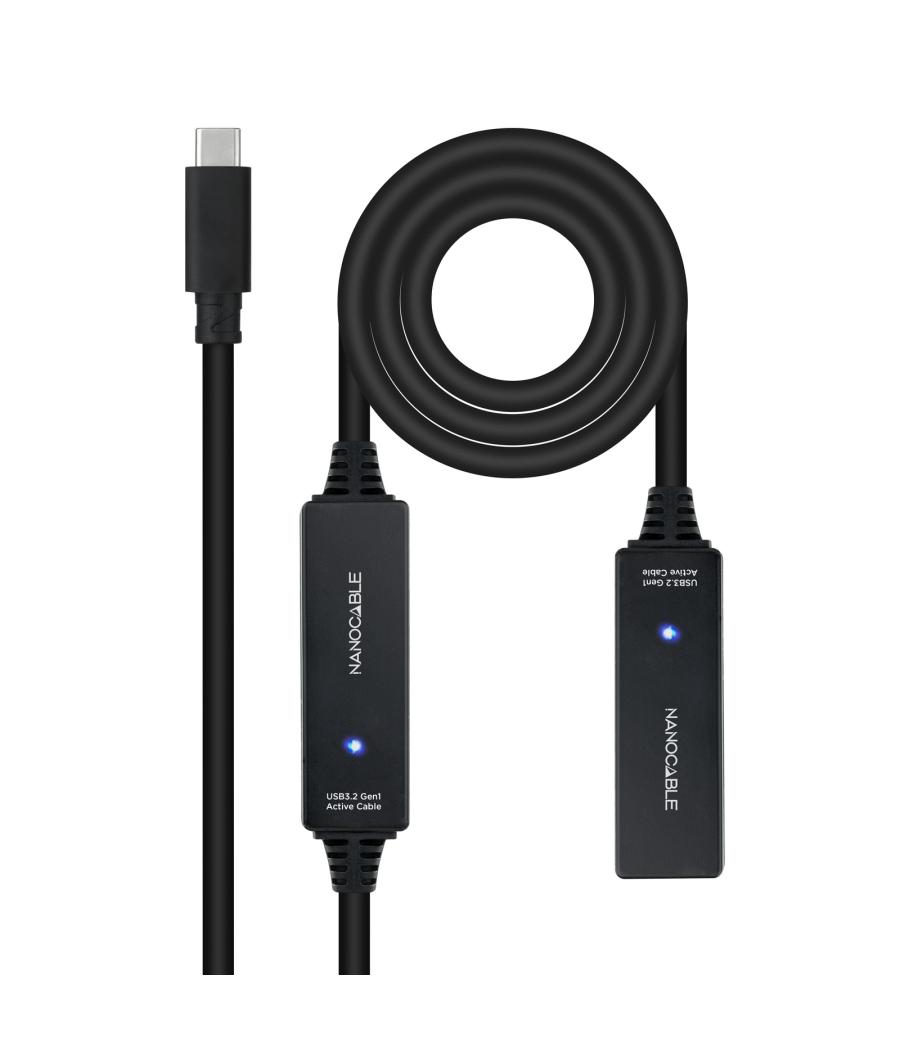 Cable usb 3.2 gen1 prolongador con amplificador usb-c/m-h 10 m negro nanocable