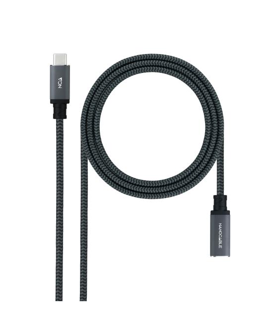 Cable usb-c 3.2 gen2x2 20gbp 100w/5a mallado usb-c/m-h 1.5 m negro nanocable
