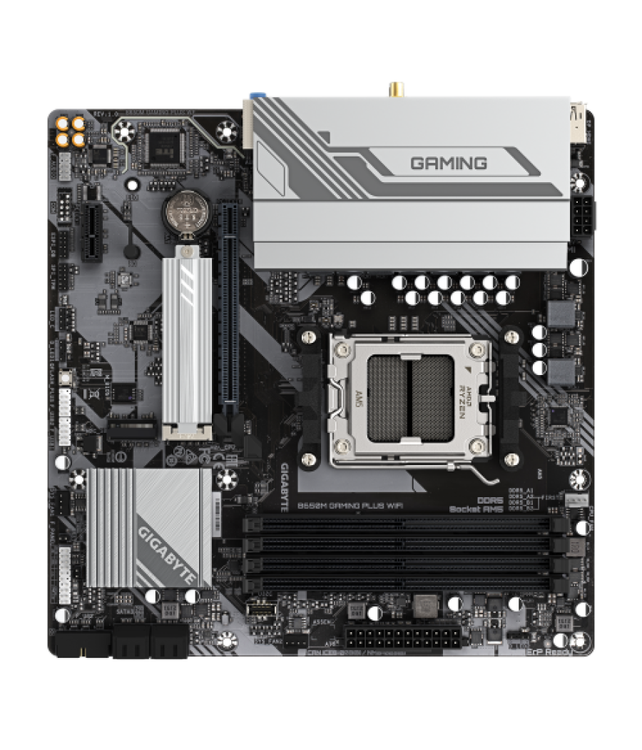 Gigabyte b650m gaming plus wifi placa base - procesadores amd ryzen 9000, vrm de 5+2+2 fases, hasta 8000 mhz ddr5, 2xpcie 4.0 m.