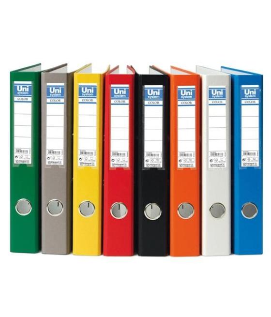 Unisystem archivador palanca color 45mm cantonera larga folio cartón forrado pp gris