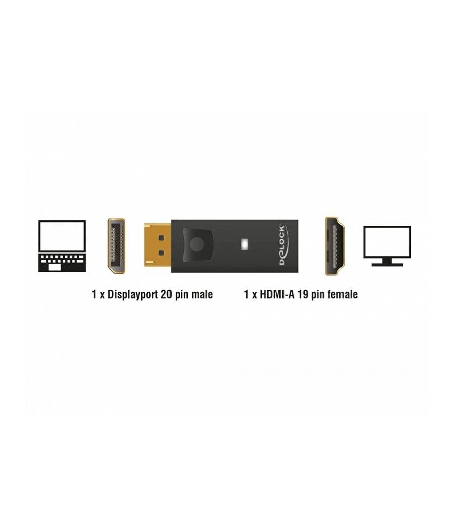 Delock Adaptador DisplayPort 1.1 Macho HDMI Hembra - Imagen 2