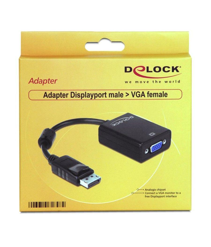 Delock Adapt. Displayport  Macho/VGA Hembra Negro - Imagen 2