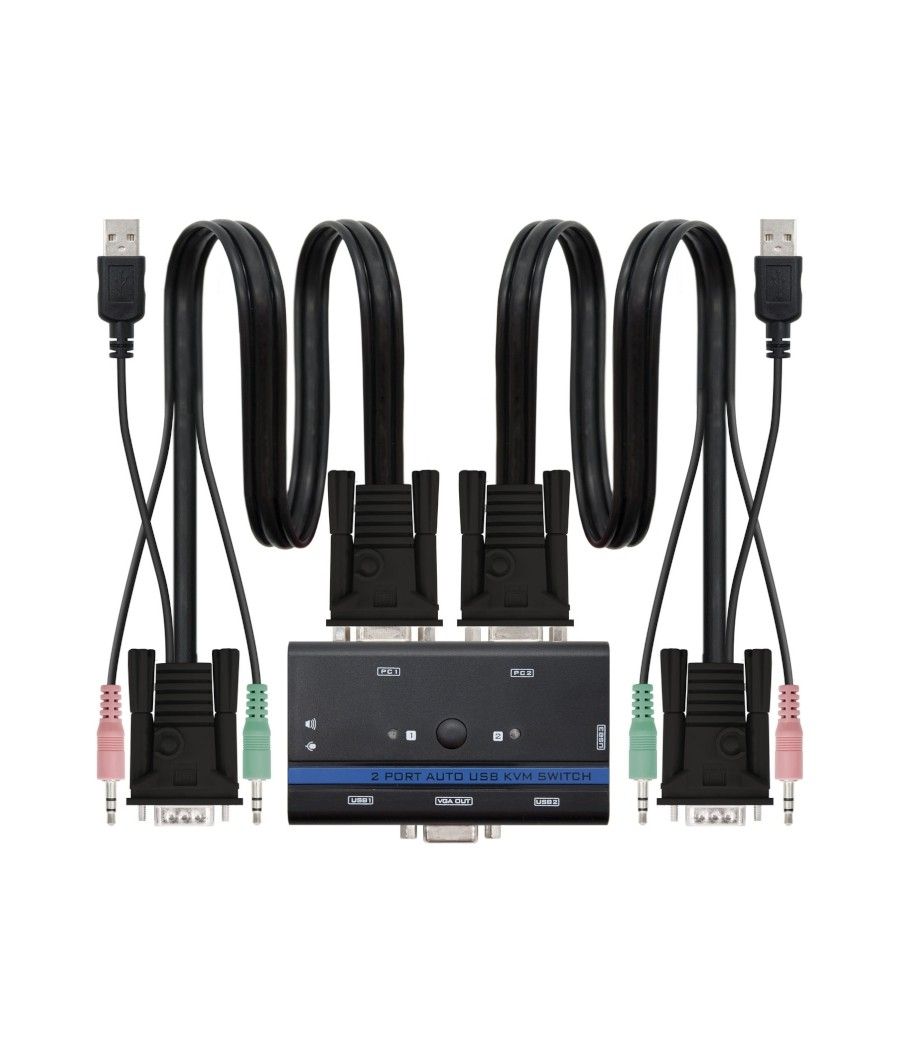 Nanocable KVM Switch VGA USB 1u-2PC+Cable - Imagen 4