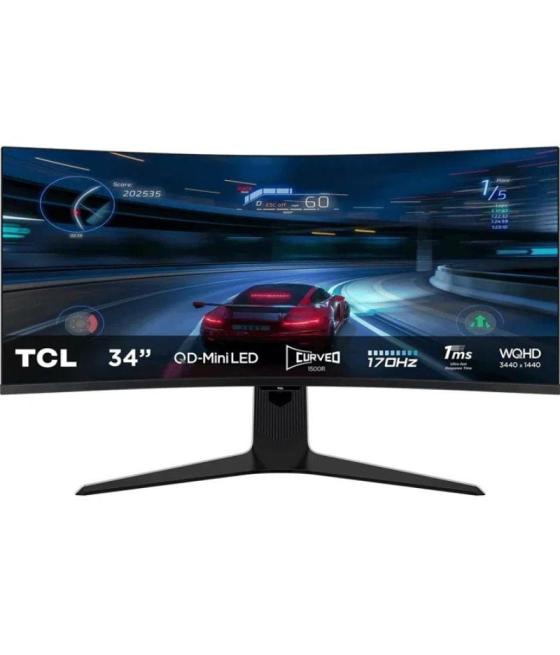 Monitor gaming curvo tcl 34r83q 34'/ wqhd/ 1ms/ 170hz/ va/ regulable en altura/ blanco y negro