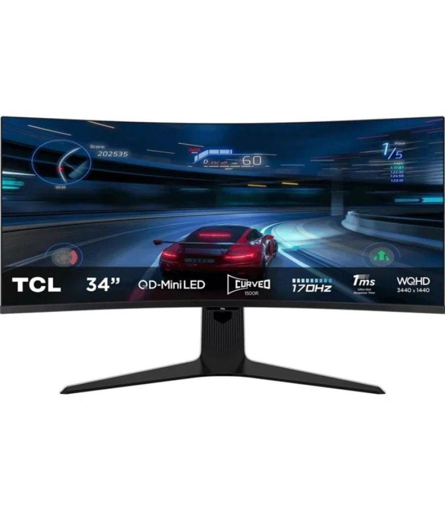 Monitor gaming curvo tcl 34r83q 34'/ wqhd/ 1ms/ 170hz/ va/ regulable en altura/ blanco y negro