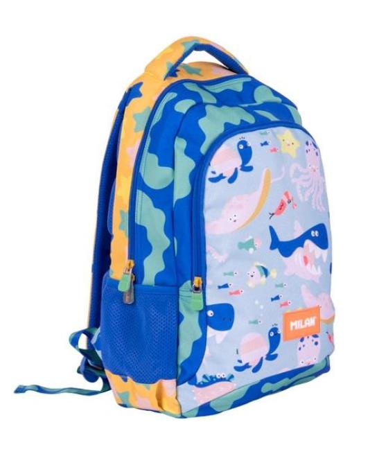 Milan mochila escolar 2 cremalleras 21l serie especial blue odyssey