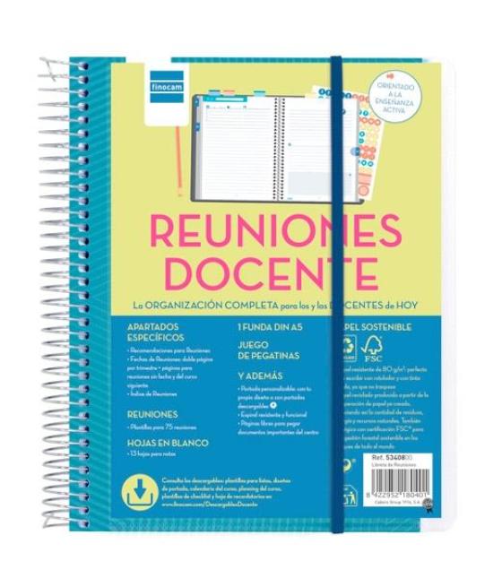 Finocam libreta de reuniones docente espiral 4º tapas personalizables