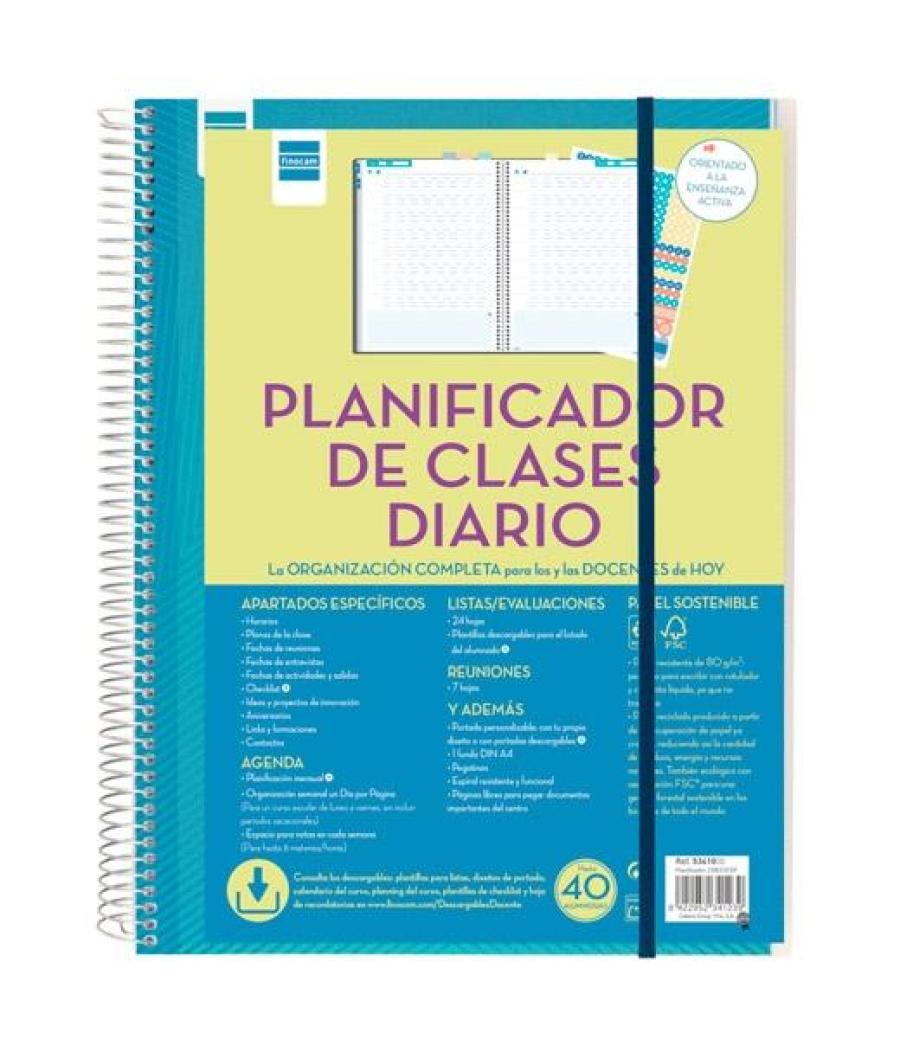 Finocam planificador de clases diario docente espiral 230x310mm 1dp 199 jornadas lectivas
