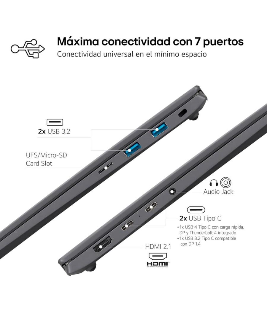 Portatil lg gram 16z90t - g intel core ultra 7 255h 32gb ssd1tb w11 16 pulgadas