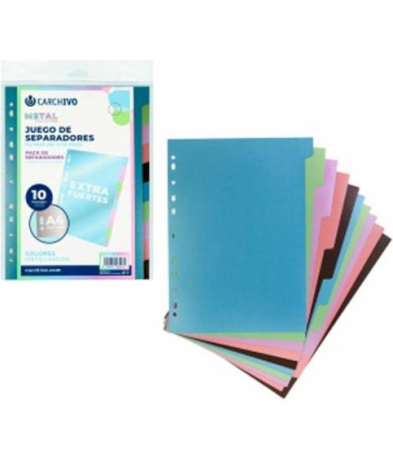 Carchivo separadores 10 posiciones a4 pp extra fuerte colores metal