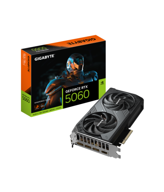 Gigabyte geforce rtx 5060 windforce oc 8g tarjeta gráfica - 8gb gddr7, 128bit, pci-e 5.0, 2512 mhz frecuencia del núcleo, 3 x di