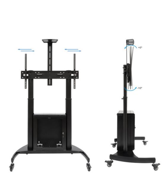 Tooq “narnia” soporte de suelo con armario multiusos + accesorios rack para pantallas 60"- 100", negro