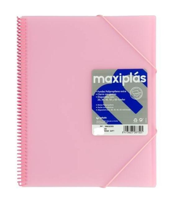 Grafoplás carpeta con fundas maxiplás espiral a4 30 fundas c/sobre pp rígido translúcido rosa soft