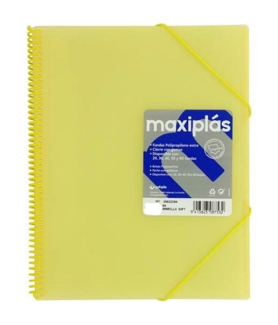 Grafoplás carpeta con fundas maxiplás espiral a4 30 fundas c/sobre pp rígido translúcido amarillo soft