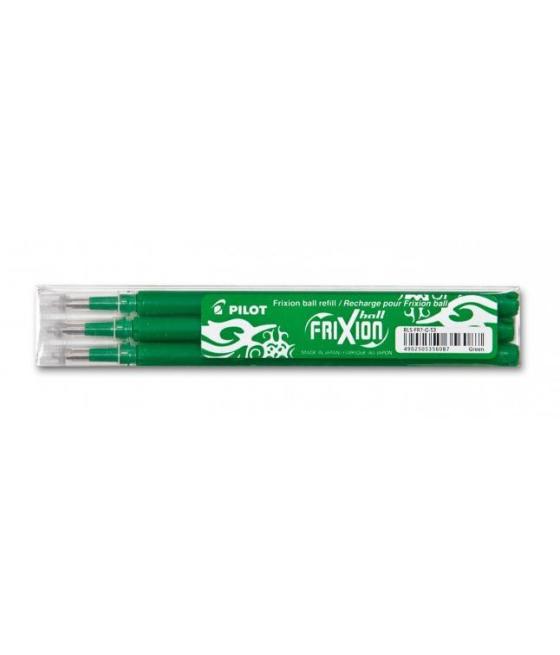 Pilot recambio bolígrafo frixion 0.7 verde pack 3 ud