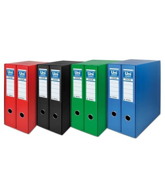 Unisystem box color módulo 2 archivadores palanca 65mm a4 forrados pp rojo