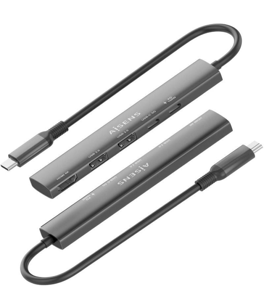 Docking usb tipo-c aisens asuc-5p022-gr/ 1xhdmi/ 2xusb/ 1xusb tipo-c/ 1xusb tipo-c pd/ gris