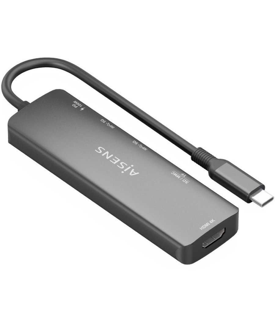 Docking usb tipo-c aisens asuc-5p011-gr/ 1xhdmi/ 2xusb/ 1xusb tipo-c pd/ 1xlector tarjetas/ gris