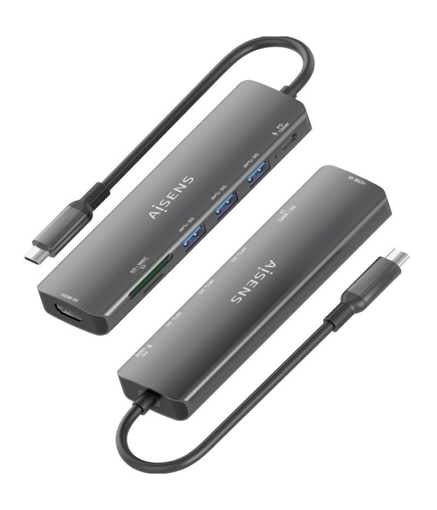 Docking usb tipo-c aisens asuc-7p025-gr/ 1xhdmi/ 3xusb/ 1xusb tipo-c pd/ 1xlector tarjetas/ gris