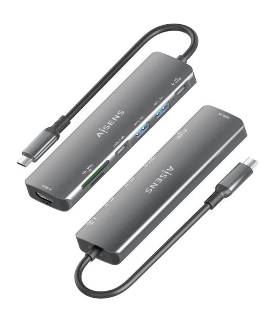 Docking usb tipo-c aisens asuc-7p026-gr/ 1xhdmi/ 2xusb/ 1xusb tipo-c / 1xusb tipo-c pd/ 1xlector tarjetas/ gris