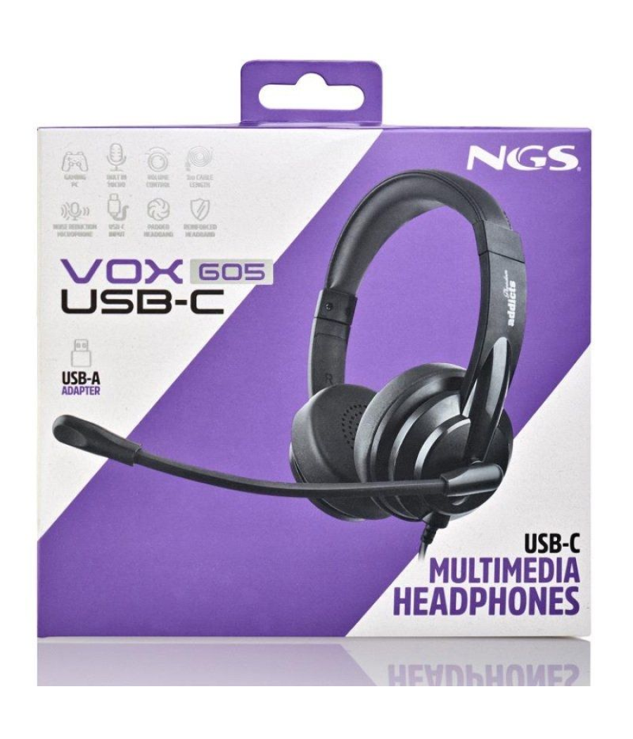 Auriculares ngs vox605 usb/ con micrófono/ usb/ negros