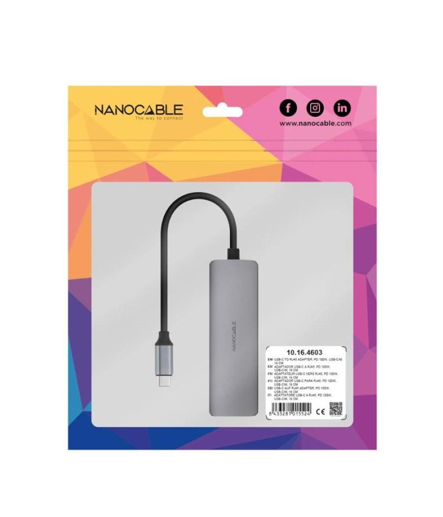 Nanocable conversor usb-c ethernet carga pd