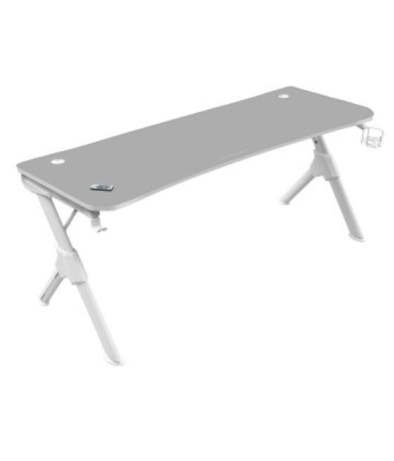Mesa mars gaming mgd xl white chasis de acero tablero 160x60cm altura 74cm con diseño de fibra de ca