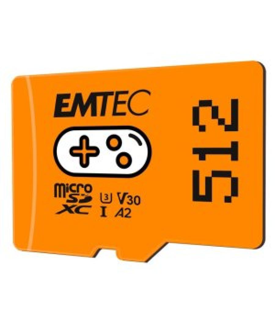 Memoria sd micro 512gb emtec gaming 100mb/s sd + adapter class 10 uhs1 u3 v30 a2
