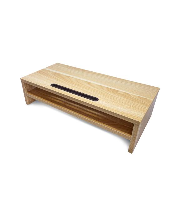 Soporte elevador mesa monitor portatil phoenix madera 2 alturas organizador de cables color madera natural